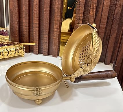 Home Purifying Hand-Loban Incense Burner, Loban Burner with Handle, Dhoop Dhuni Burner Sambrani Dhoop, Resin & Home Office Temple Prayer Butler (LBN-07)