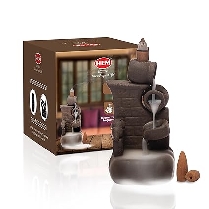 Hem Back Flow Burner Set-Wall Fountain | Elegant Incense Holder for Meditation and Relaxation | Enhances Aromatic Experience with Backflow Design | Perfect for Home, and Yoga Spaces | Enhances Focus