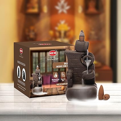 Hem Back Flow Burner Set-Wall Fountain | Elegant Incense Holder for Meditation and Relaxation | Enhances Aromatic Experience with Backflow Design | Perfect for Home, and Yoga Spaces | Enhances Focus