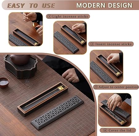 Incense Holder for Sticks，Ceramic Insence-Stick Holder Ash Catcher，Incense Holder Timkburner for Meditation Yoga Spa Room Decor