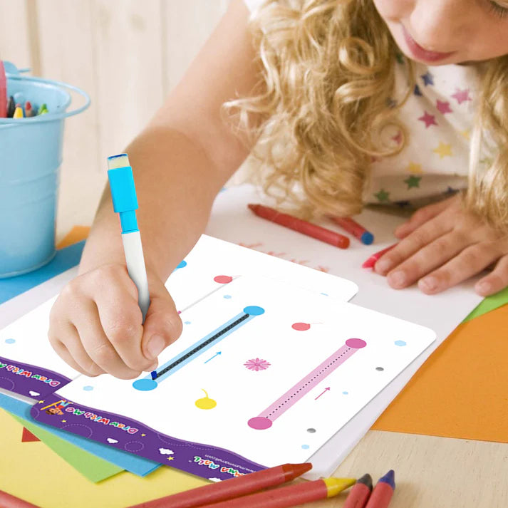 68 Pages Reusable Tracing Line book to improve HAND WRITING For kids