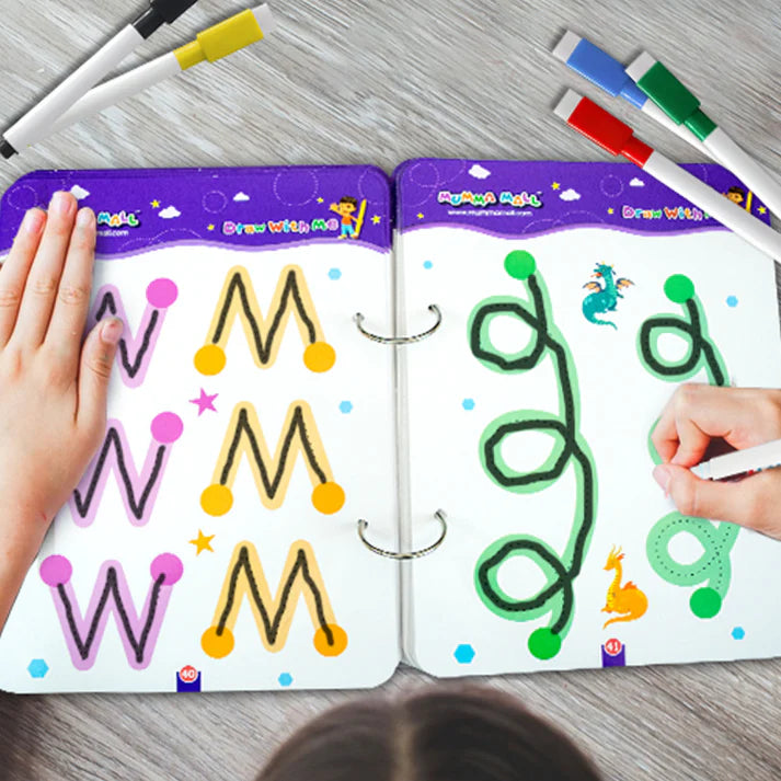 68 Pages Reusable Tracing Line book to improve HAND WRITING For kids