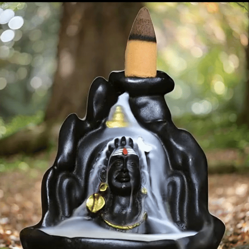 Lord Adiyogi Adi Shankar Shree Shiv Ji Bholenath in Resin (Size: 4 Inch) Backflow Incense Cone Holder for Home Décor Comes with 251 Backflow Incense Cones