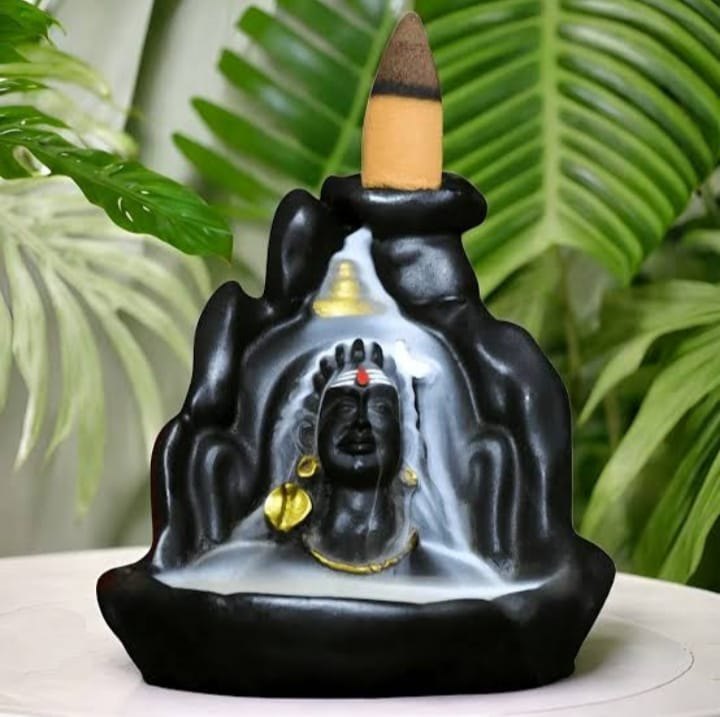 Lord Adiyogi Adi Shankar Shree Shiv Ji Bholenath in Resin (Size: 4 Inch) Backflow Incense Cone Holder for Home Décor Comes with 251 Backflow Incense Cones