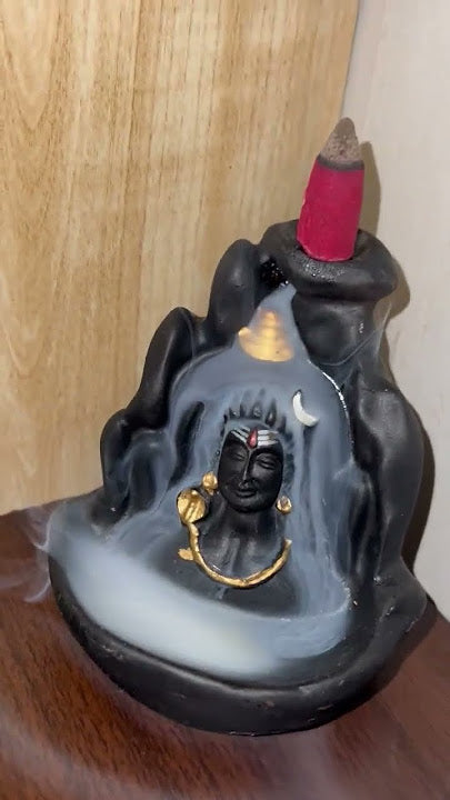 Lord Adiyogi Adi Shankar Shree Shiv Ji Bholenath in Resin (Size: 4 Inch) Backflow Incense Cone Holder for Home Décor Comes with 251 Backflow Incense Cones